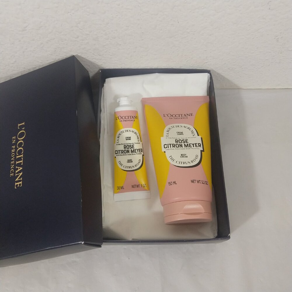 L'Occitane Limited Edition ROSE CITRON MEYER Body Cream & Hand Cream Set NEW - Picture 2 of 6